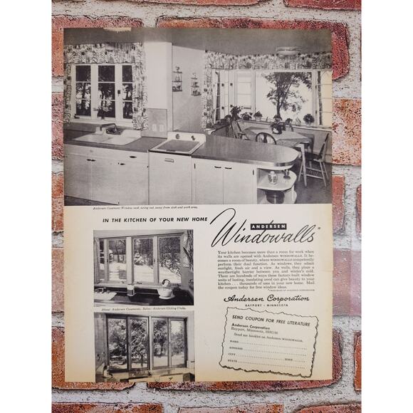 1950 Andersen Windowalls MCM Kitchen Windows Vtg Print Ad Grayscale‎ - Picture 6 of 6